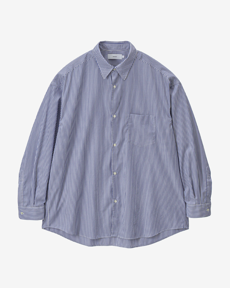 Graphpaper (MEN) / Broad Stripe L/S Oversized Regular Collar Shirts / Blue Stripe