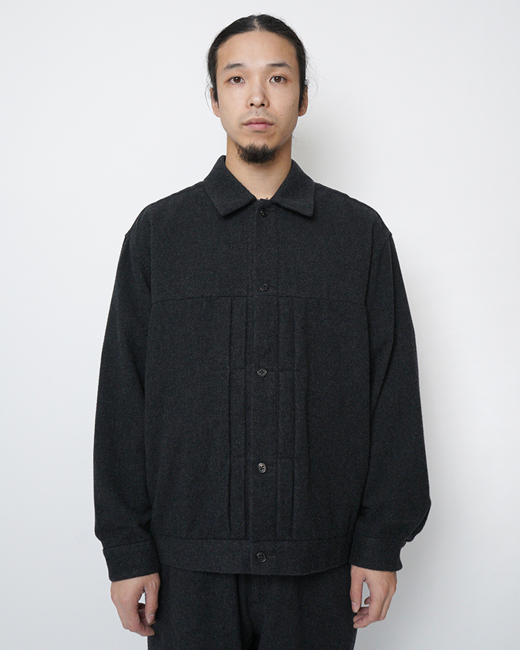 BATONER (MEN) / SHUKUJU CASHMERE G TYPE SHIRT / CHARCOAL