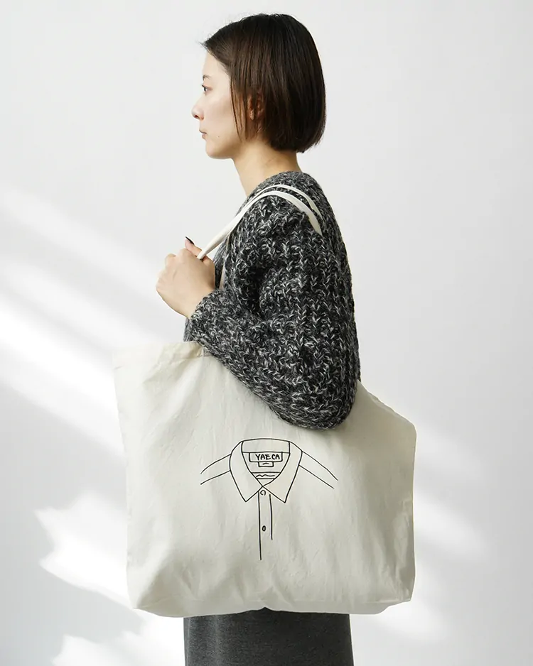 YAECA (WOMEN) / Print Bag M / NATURAL (SHIRTS)