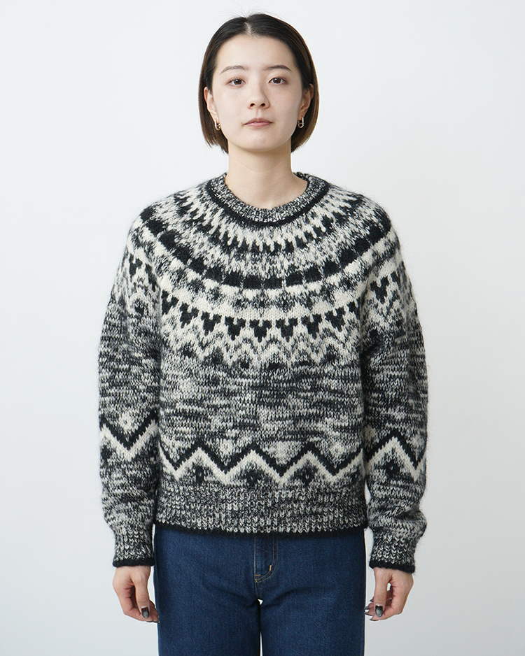 BATONER (WOMEN) / MOHAIR NORDIC CREW NECK / BLACK