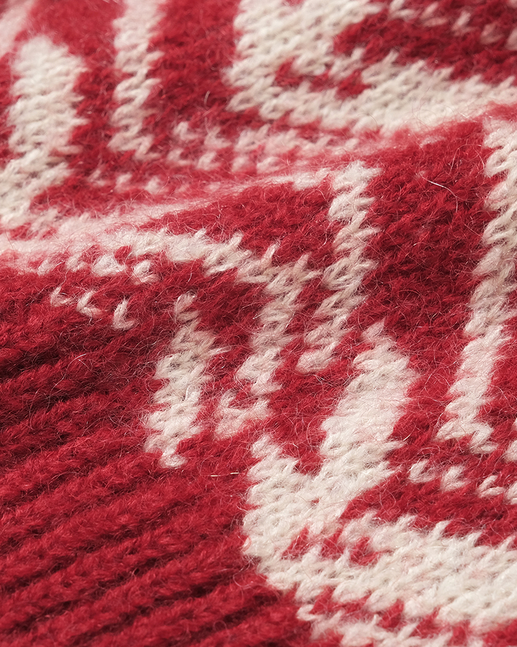 BATONER (WOMEN) / SNOW MOUNTAIN JACQUARD CREW NECK / RED × IVORY