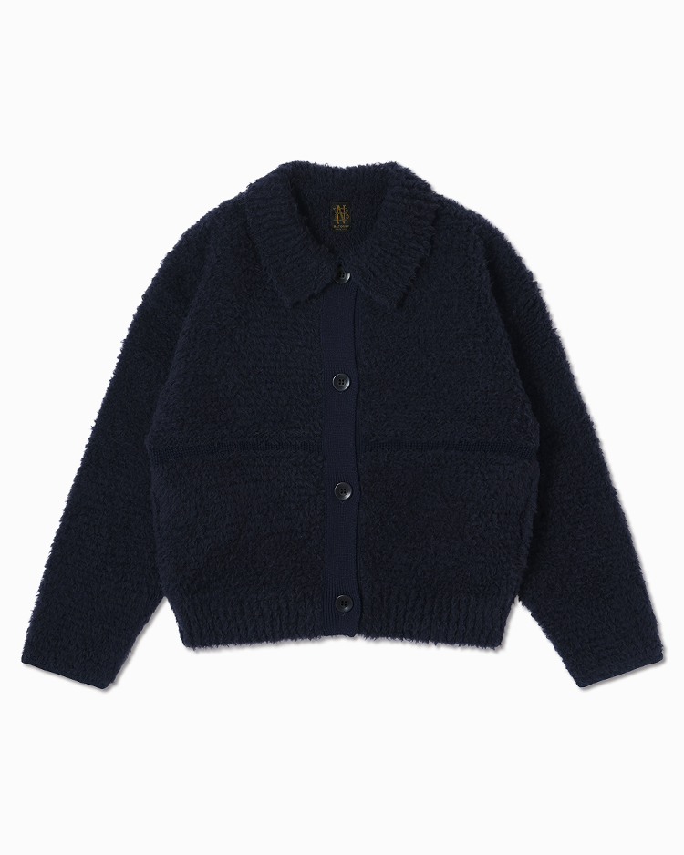 BATONER (WOMEN) / SHETLAND BOA POLO CARDIGAN / NAVY