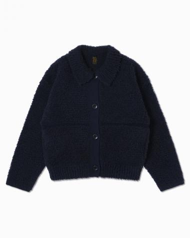  / SHETLAND BOA POLO CARDIGAN / NAVY