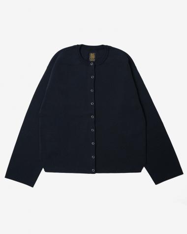  / 32G SMOOTH WOOL CREW SNAP CARDIGAN / NAVY