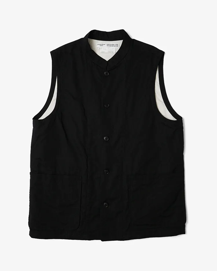YAECA (MEN) / OVERSIZED STAND-COLLAR VEST / BLACK