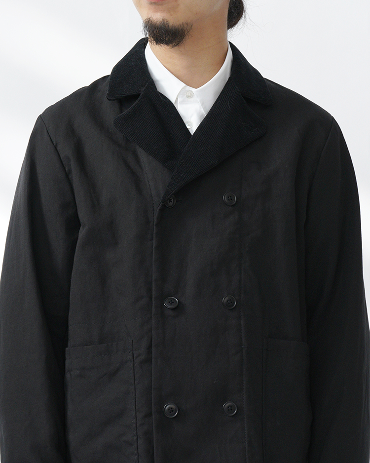 Double-Breasted Jacket-Oiled / BLACK | YAECA (MEN)(ヤエカ) | OUTER