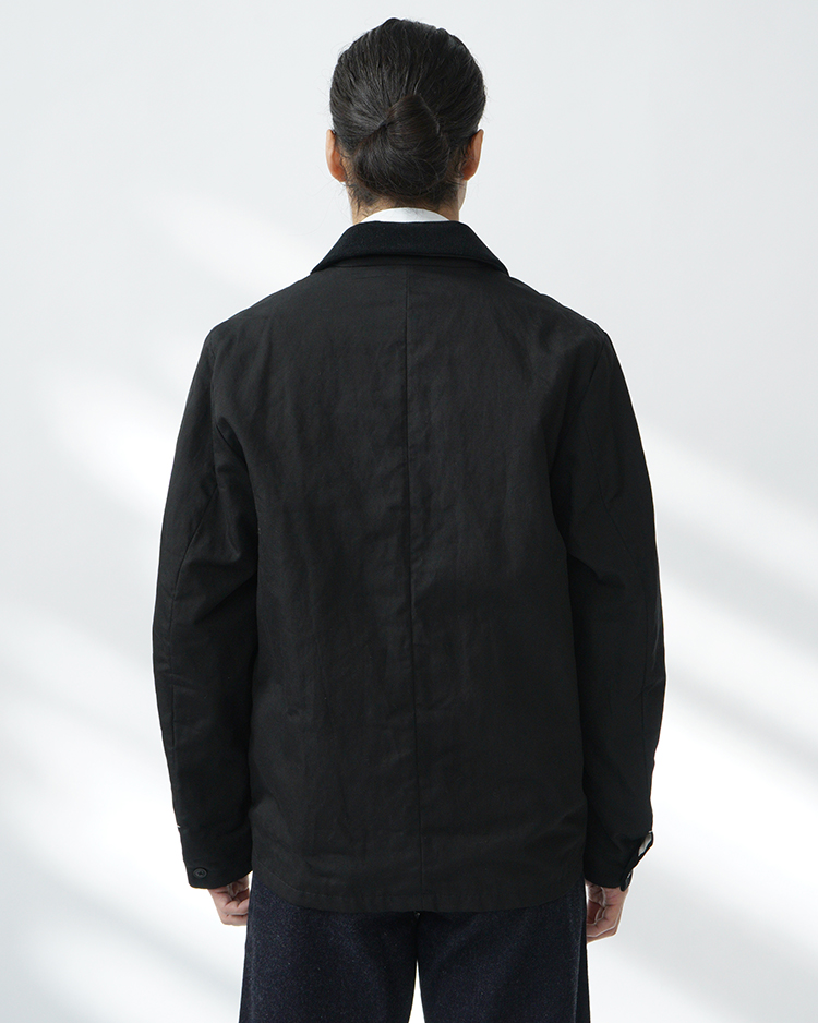 Double-Breasted Jacket-Oiled / BLACK | YAECA (MEN)(ヤエカ) | OUTER