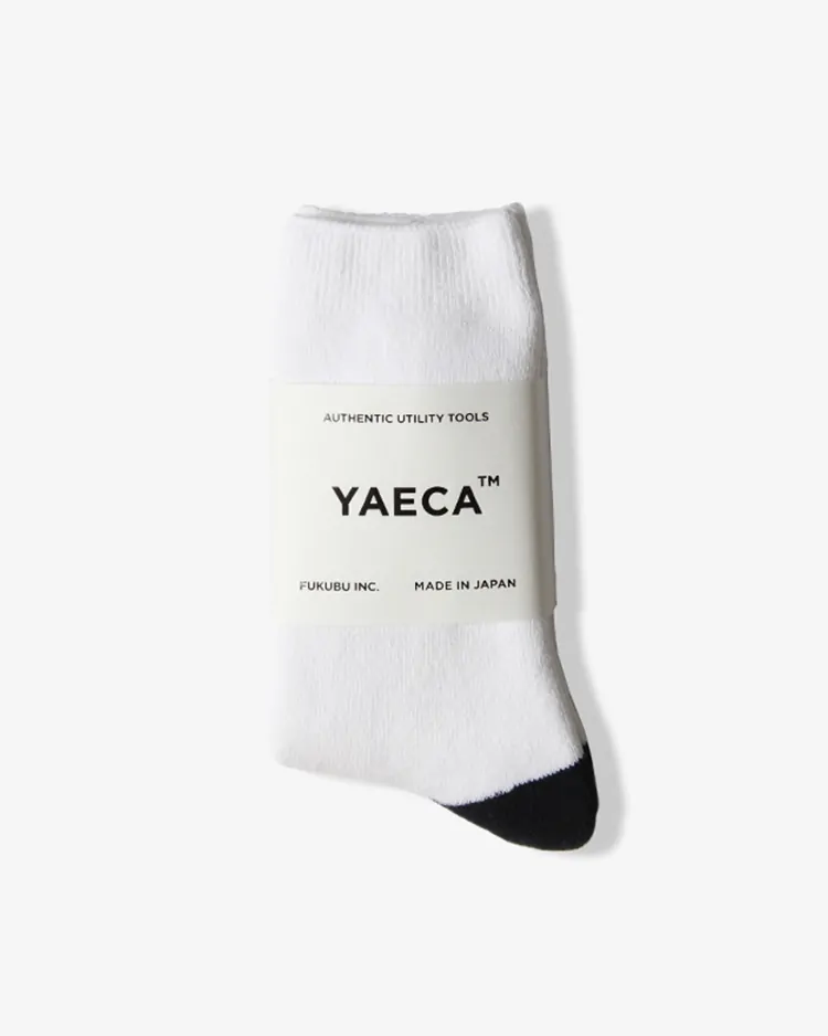 YAECA (WOMEN) / COTTON PILE SOCKS / NAVY x WHITE