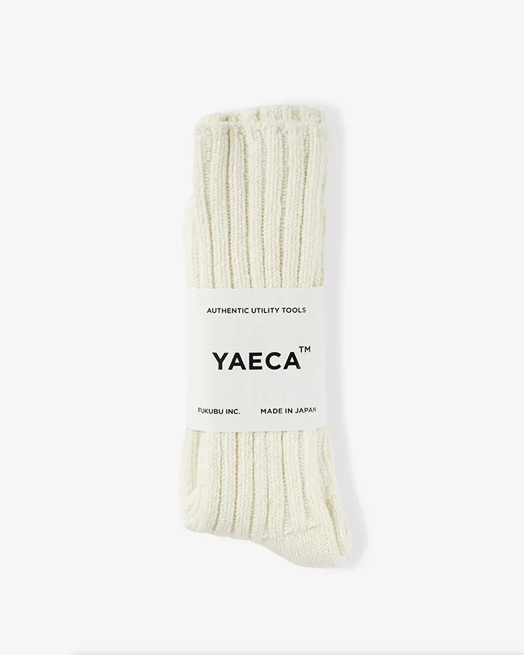YAECA (WOMEN) / COTTON SILK SOCKS LONG / NATURAL