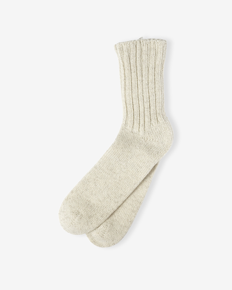 YAECA (WOMEN) / COTTON WOOL RIB SOCKS / N.L.BEIGE
