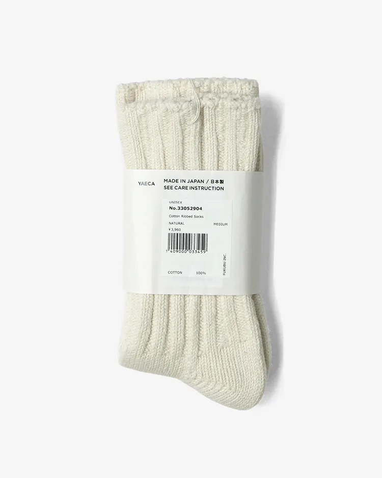 YAECA (WOMEN) / Cotton Ribbed Socks / NATURAL