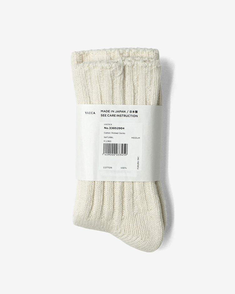 YAECA (MEN) / Cotton Ribbed Socks / NATURAL