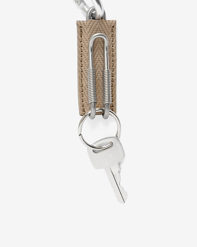 ED ROBERT JUDSON / CLIX - SPRING CLIP KEY HOLDER - HERRINGBONE / BEIGE