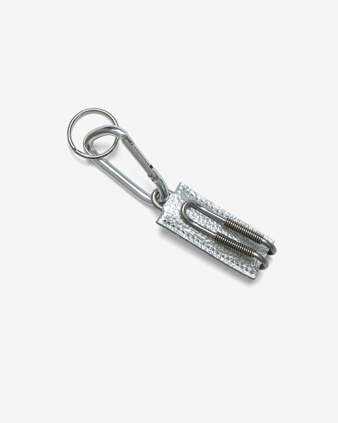ED ROBERT JUDSON / CLIX - SPRING CLIP KEY HOLDER - PEBBLE GRAIN / SILVER