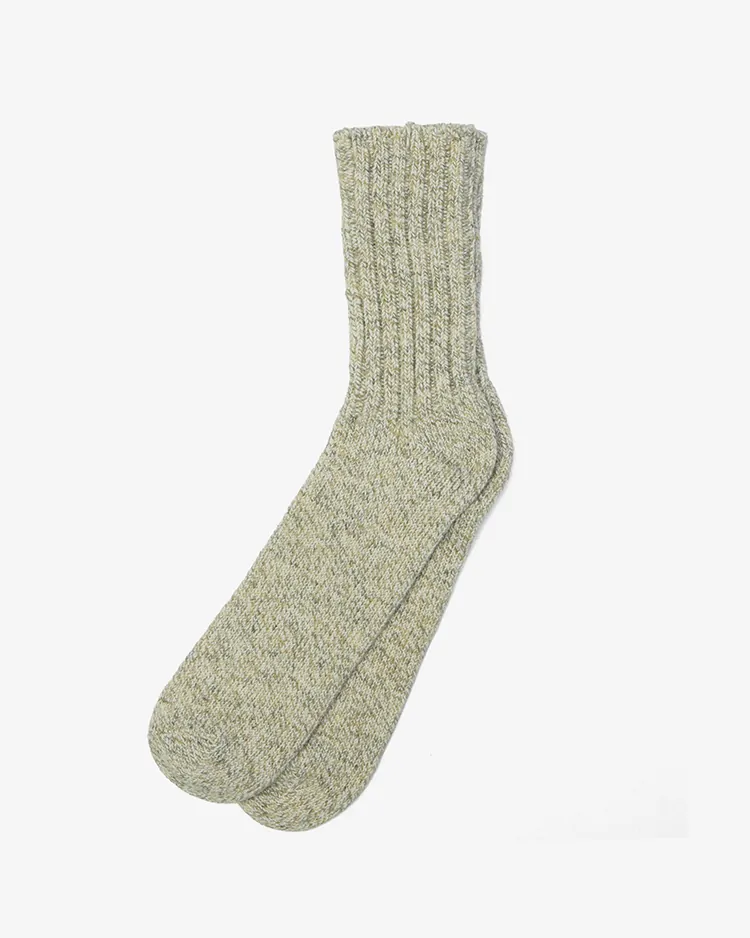 YAECA (MEN) / Cotton Wool Ribbed Socks / BEIGE