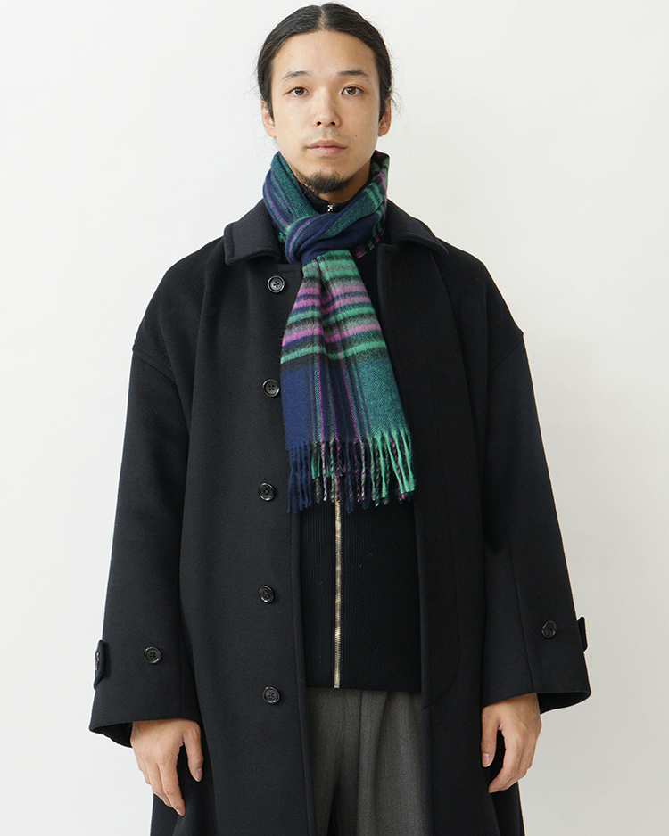 THE INOUE BROTHERS... / Brushed Scarf / CHECKERED GREEN