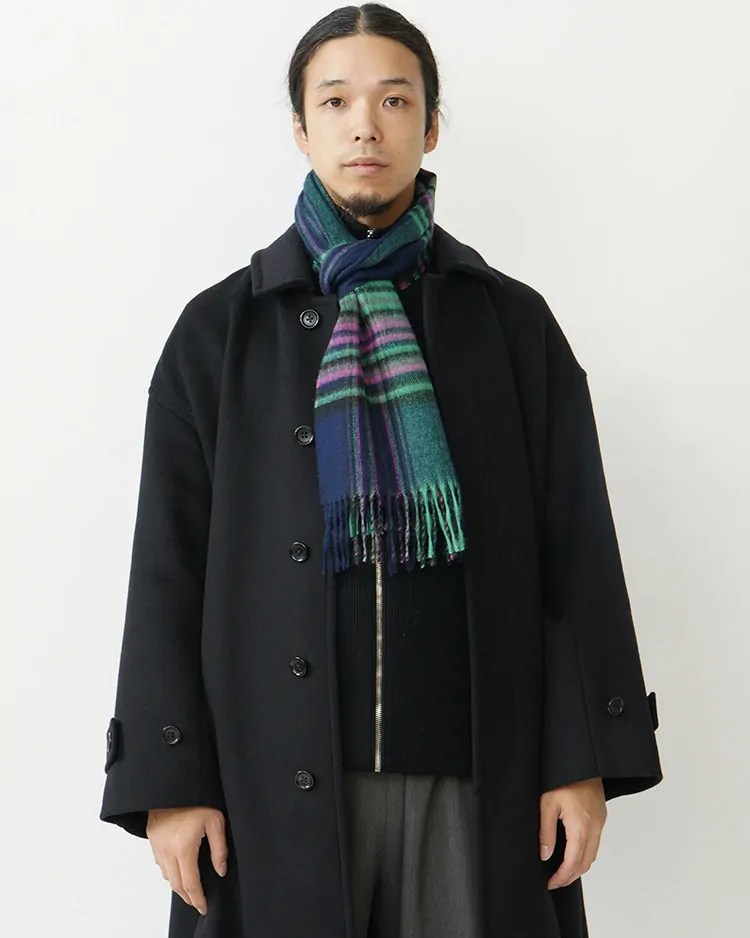 THE INOUE BROTHERS... / Brushed Scarf / CHECKERED GREEN
