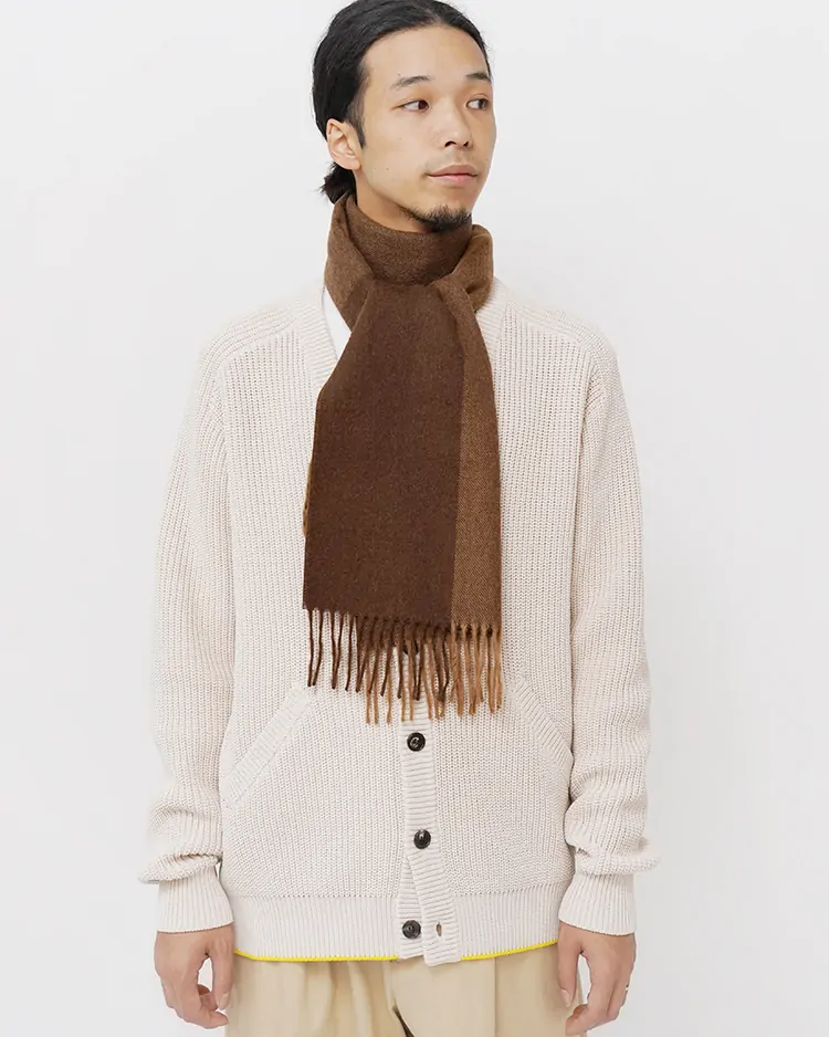 THE INOUE BROTHERS... / Brushed Scarf / BLOCK BROWN