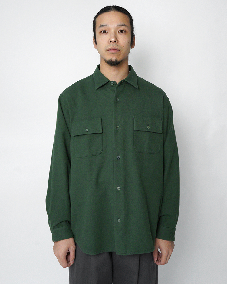 YAECA (MEN) / BUTTON SHIRT-FLAP POCKET / GREEN