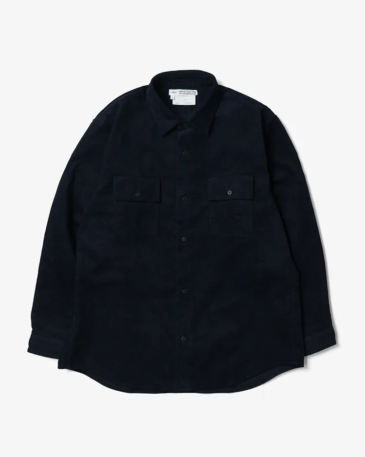 YAECA (MEN) / BUTTON SHIRT-FLAP POCKET CORDUROY / NAVY