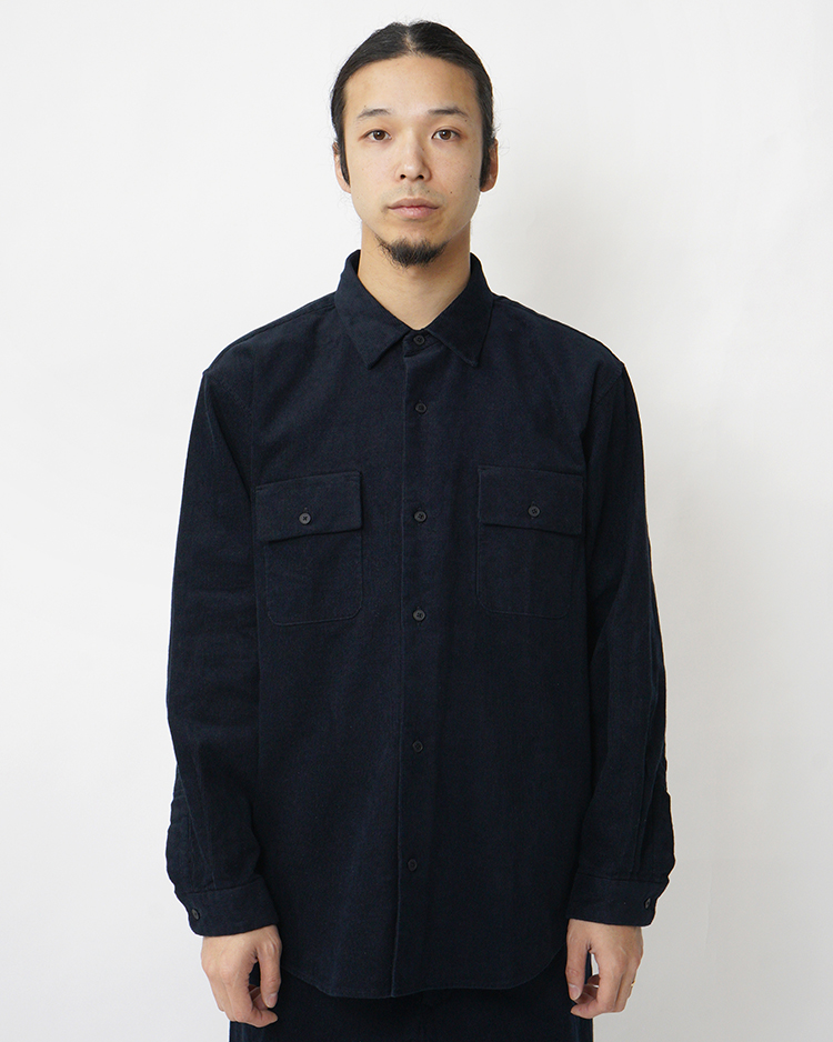 YAECA (MEN) / BUTTON SHIRT-FLAP POCKET / NAVY