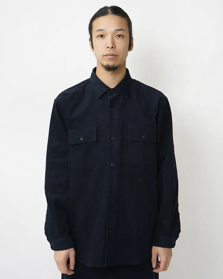 YAECA (MEN) / BUTTON SHIRT-FLAP POCKET CORDUROY / NAVY