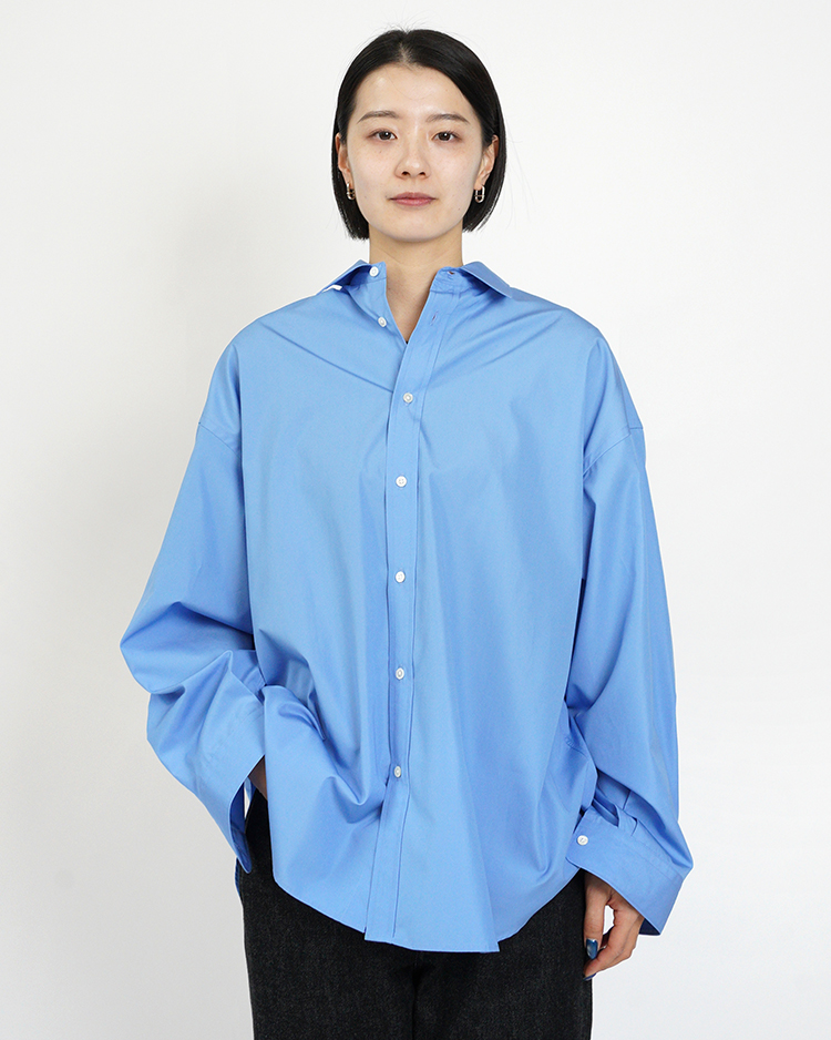 Graphpaper (WOMEN) / High Count Broad L/S Oversized Regular Collar Shirt / BLUE