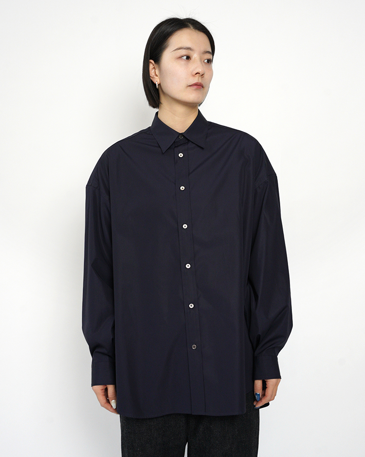 Graphpaper (WOMEN) / High Count Broad L/S Oversized Regular Collar Shirt / NAVY