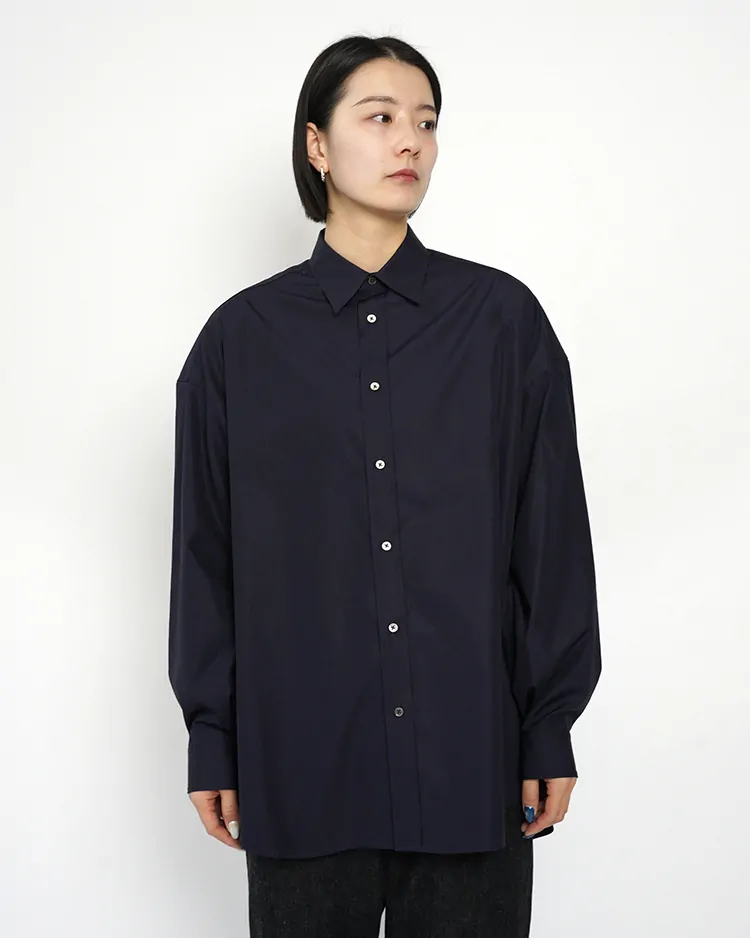 Graphpaper (WOMEN) / High Count Broad L/S Oversized Regular Collar Shirt / NAVY