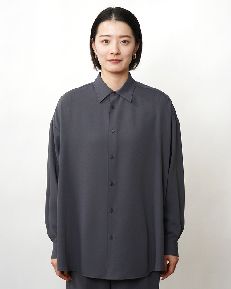 Graphpaper (WOMEN) / Satin Oversized Regular Collor Shirt / C.GRAY