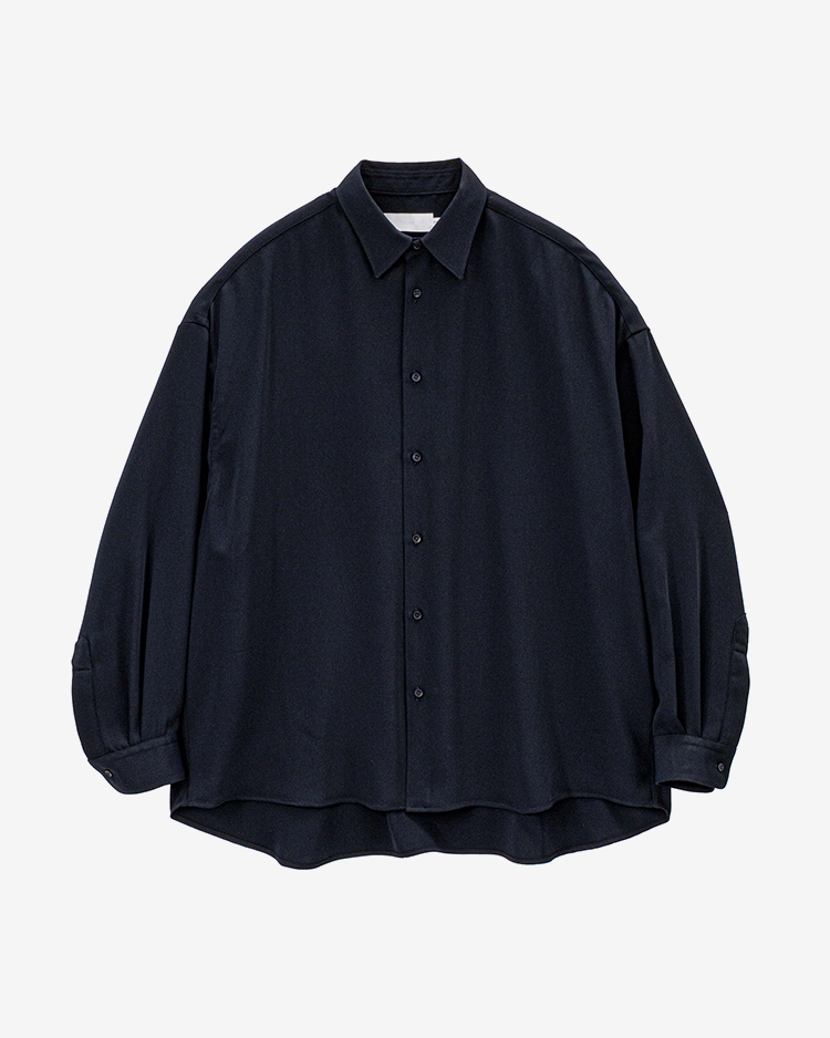 Graphpaper (WOMEN) / Satin Oversized Regular Collor Shirt / NAVY