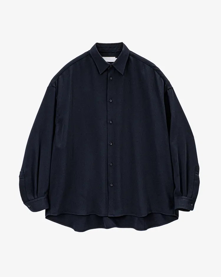 Graphpaper (WOMEN) / Satin Oversized Regular Collor Shirt / NAVY