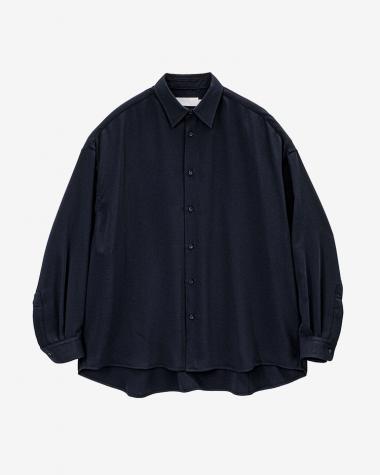  / Satin Oversized Regular Collor Shirt / NAVY