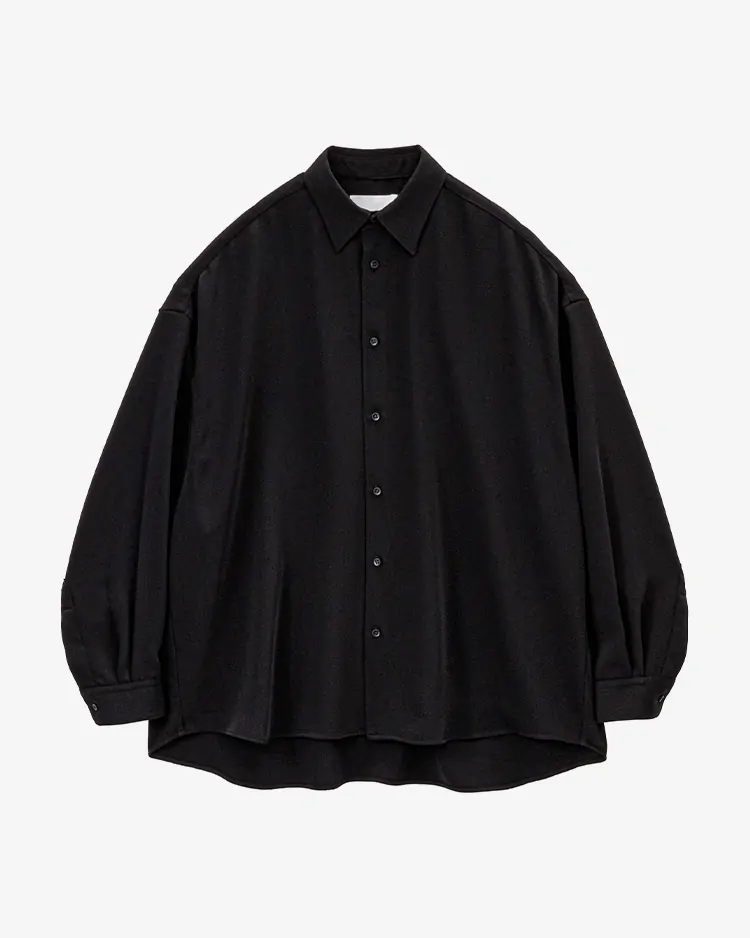 Graphpaper (WOMEN) / Satin Oversized Regular Collor Shirt / BLACK