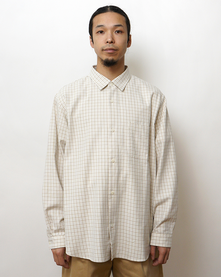 YAECA (MEN) / WIDE - BUTTON SHIRT  / BROWN-CH