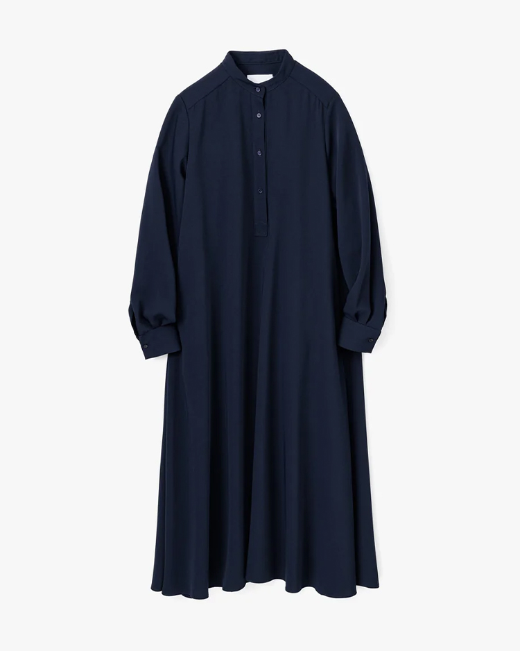 Graphpaper (WOMEN) / Satin Band Collar Dress / NAVY