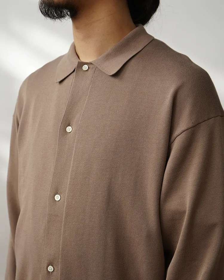 Suvin High Gauge Knit Oversized L/S Shirts / TAUPE | Graphpaper