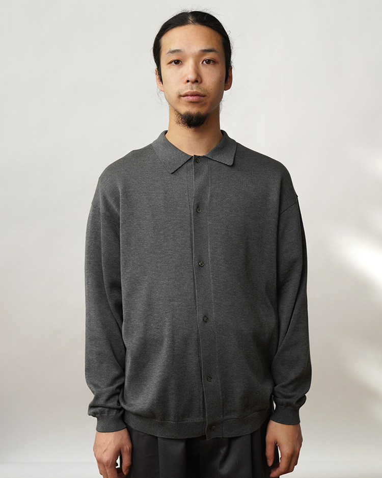 Graphpaper (MEN) / Suvin High Gauge Knit Oversized L/S Shirts / TOP GRAY
