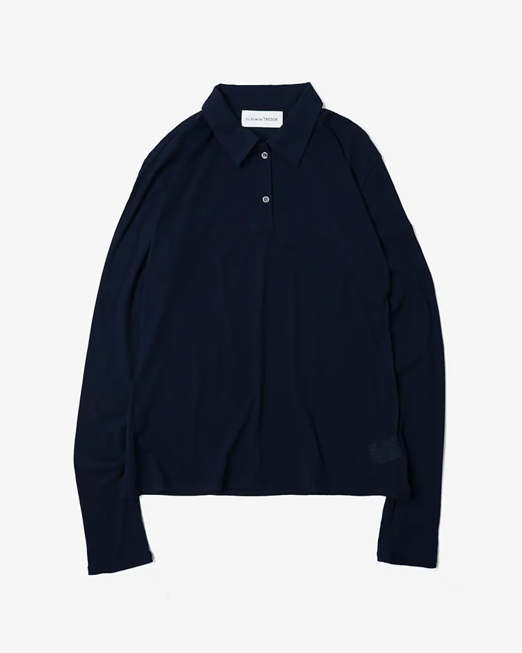 Tu es mon Tresor / Long-Sleeve Polo Shirt (	TS005-NY) / NAVY