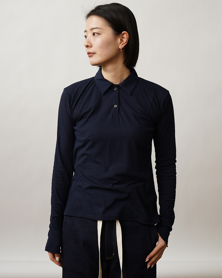 Tu es mon Tresor / Long-Sleeve Polo Shirt (	TS005-NY) / NAVY