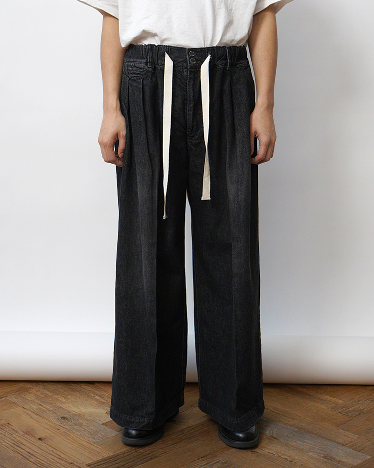 Sillage / hakama pants black denim damaged