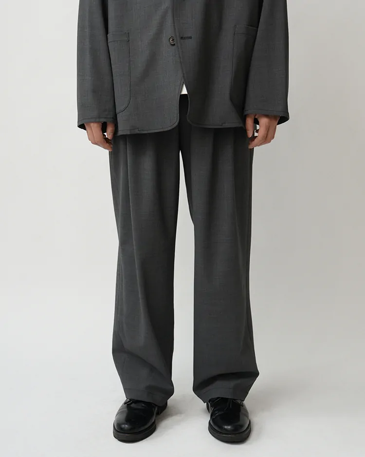 Dice&Dice / WOOL BLEND TWO-TUCK SLACKS / GRAY