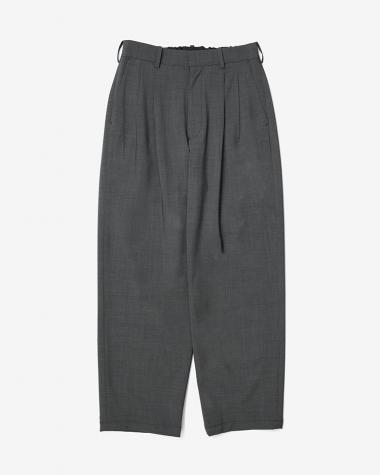  / WOOL BLEND TWO-TUCK SLACKS / GRAY