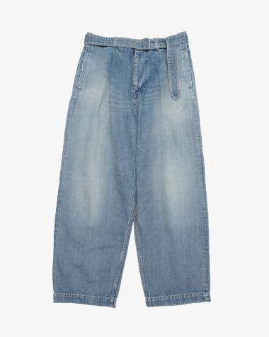  / Selvage Denim Belted Pants / INDIGO LIGHT FADE