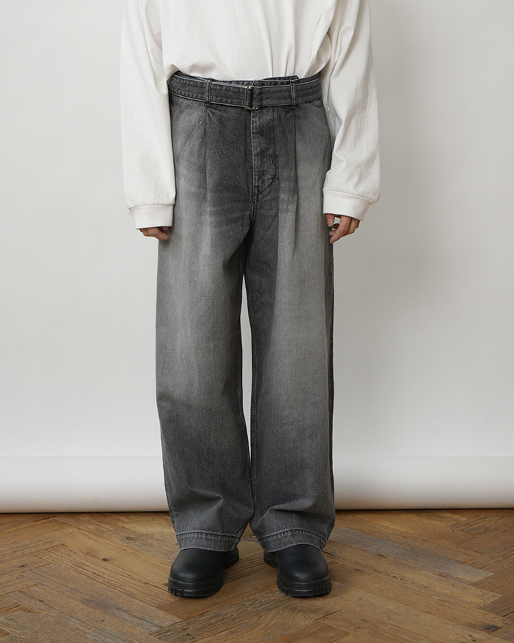 Graphpaper (MEN) / Selvage Denim Belted Pants / BLACK LIGHT FADE