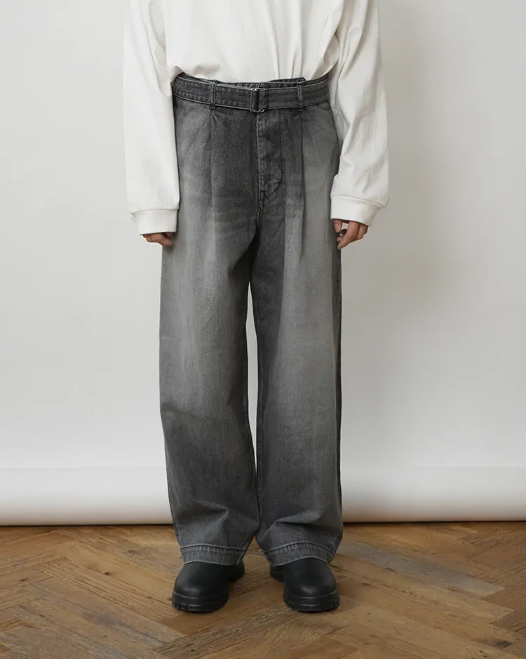 Graphpaper (MEN) / Selvage Denim Belted Pants / BLACK LIGHT FADE