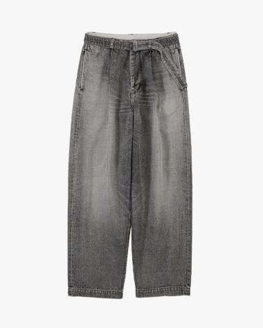  / Selvage Denim Belted Pants / BLACK LIGHT FADE