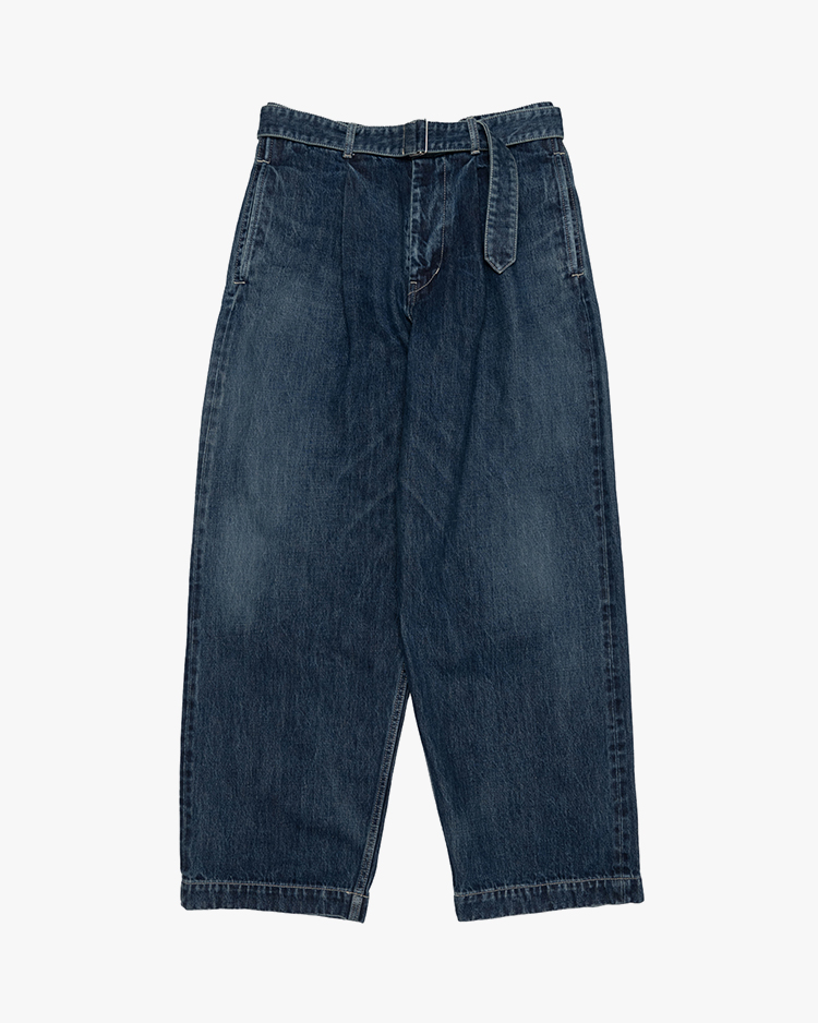 Graphpaper (MEN) / Selvage Denim Belted Pants / INDIGO DARK FADE