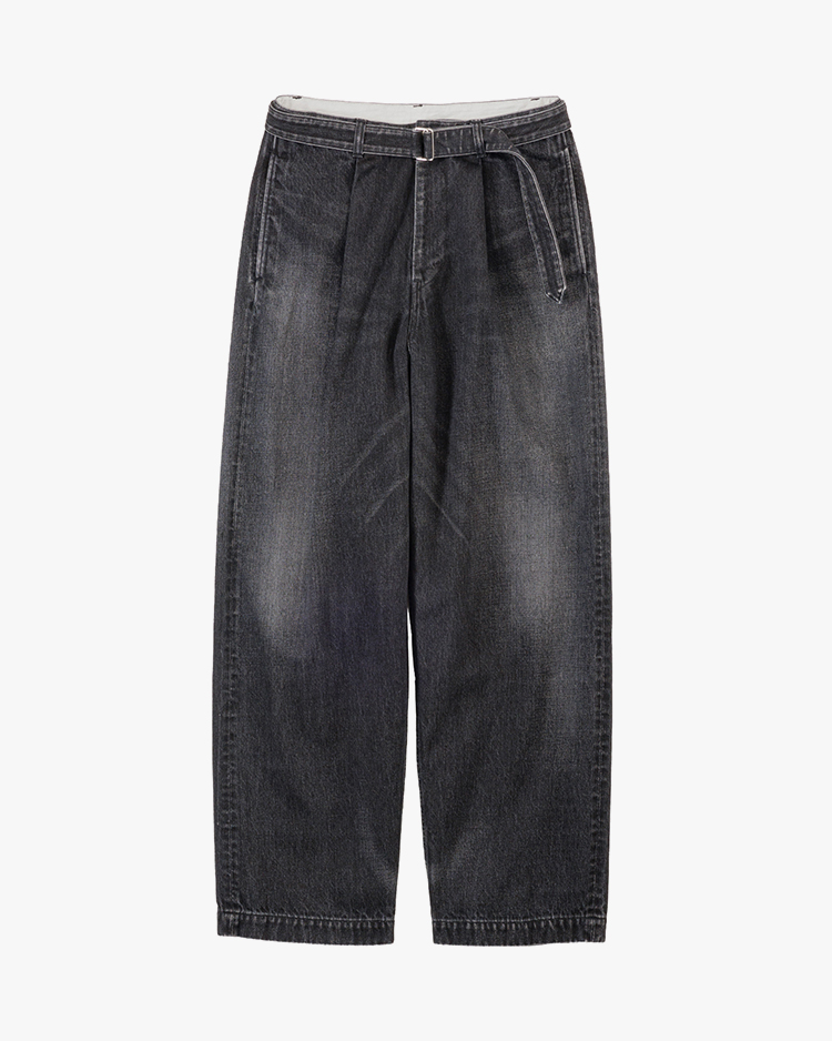 Graphpaper (MEN) / Selvage Denim Belted Pants / BLACK DARK FADE
