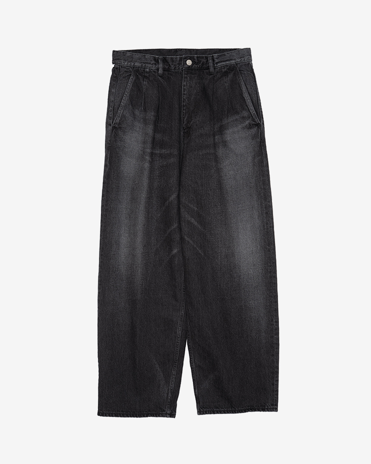 Graphpaper (MEN) / Selvage Denim Two Tuck Pants / BLACK DARK FADE